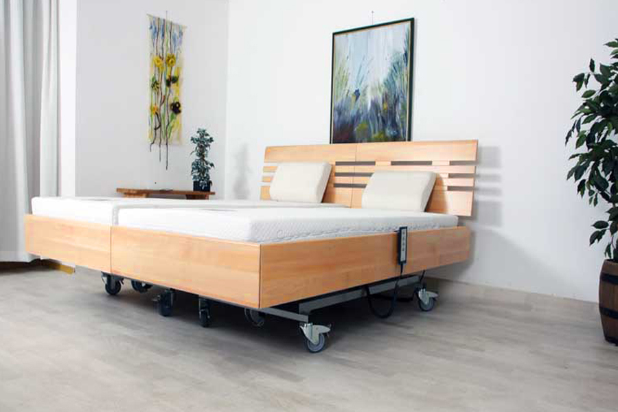 200 cm breed eikenhouten Forest Premium 601KT. Een massief houten hooglaagbed