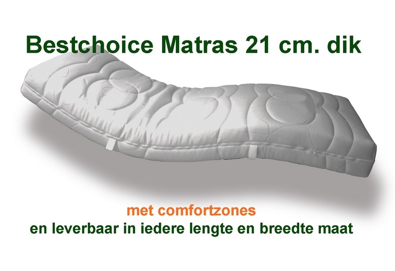 Matras Bestchoice 21 cm  dik. Eersteklas kwaliteitsmatras met comfortzones