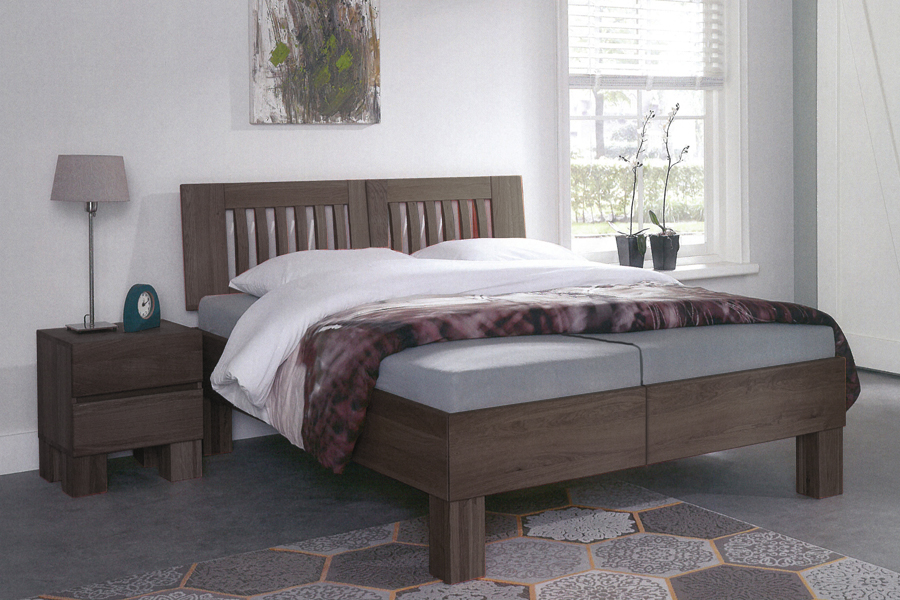 200 cm breed eikenhouten Forest Premium 603KT. Een massief houten hooglaagbed