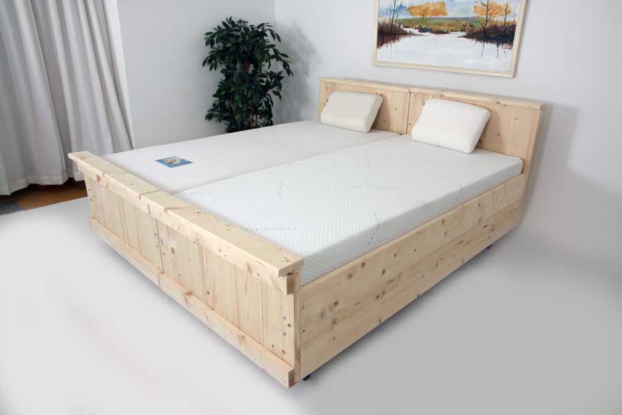 Stoer steigerhouten 180 cm breed 2 persoons hoog laag bed model Classic