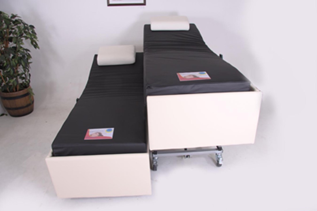 Ivanhoe hooglaag bed. 140 cm breed en 220 cm lang. In de webwinkel kunt u kiezen uit 175 en 225 kilo max. belastbaarheid.