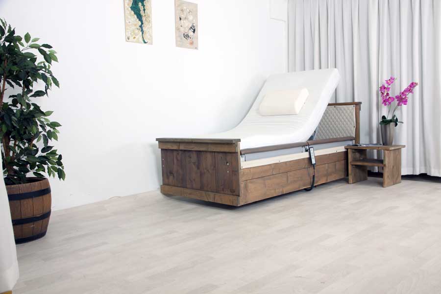 Stoer steigerhouten de luxe, 100 cm breed 1 pers. hoog laag bed